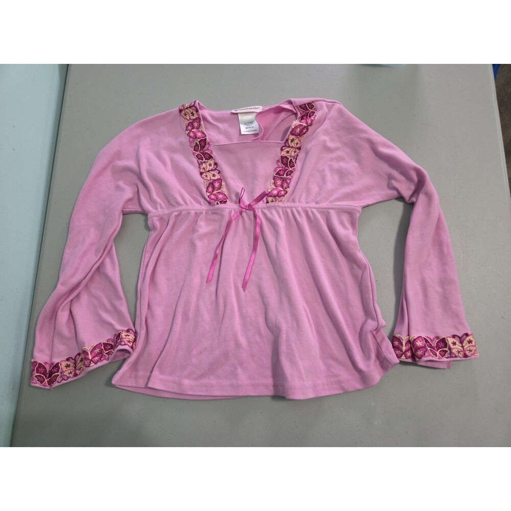 American Girl Pink Butterfly Long Sleeve Top Shirt Size Medium 10/12